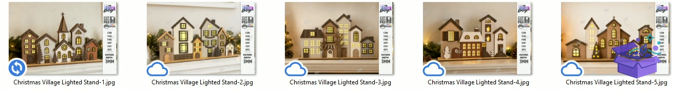 Yılbaşı Village Lighted Stand - Tasarım Çizim Dosyası (SVG, DXF, EPS, PNG) - Lazer Kesim Dosyaları İndir (STL, 3MF, DXF)