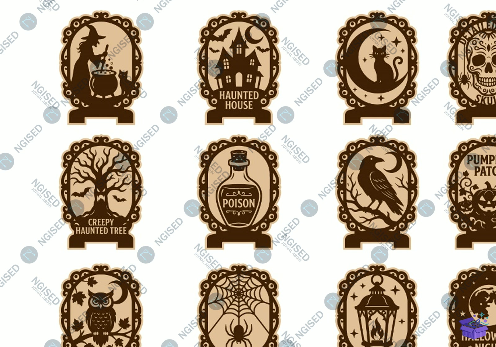 Cadılar Bayramı Tabletop Stand SVG - Tasarım Çizim Dosyası (SVG, DXF, EPS, PNG) önizleme 4