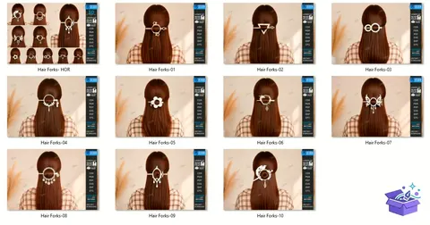 Hair Forks Lazer Kesim Accessories - Tasarım Çizim Dosyası (SVG, DXF, EPS, PNG) - Lazer Kesim Dosyaları İndir (STL, 3MF, DXF)