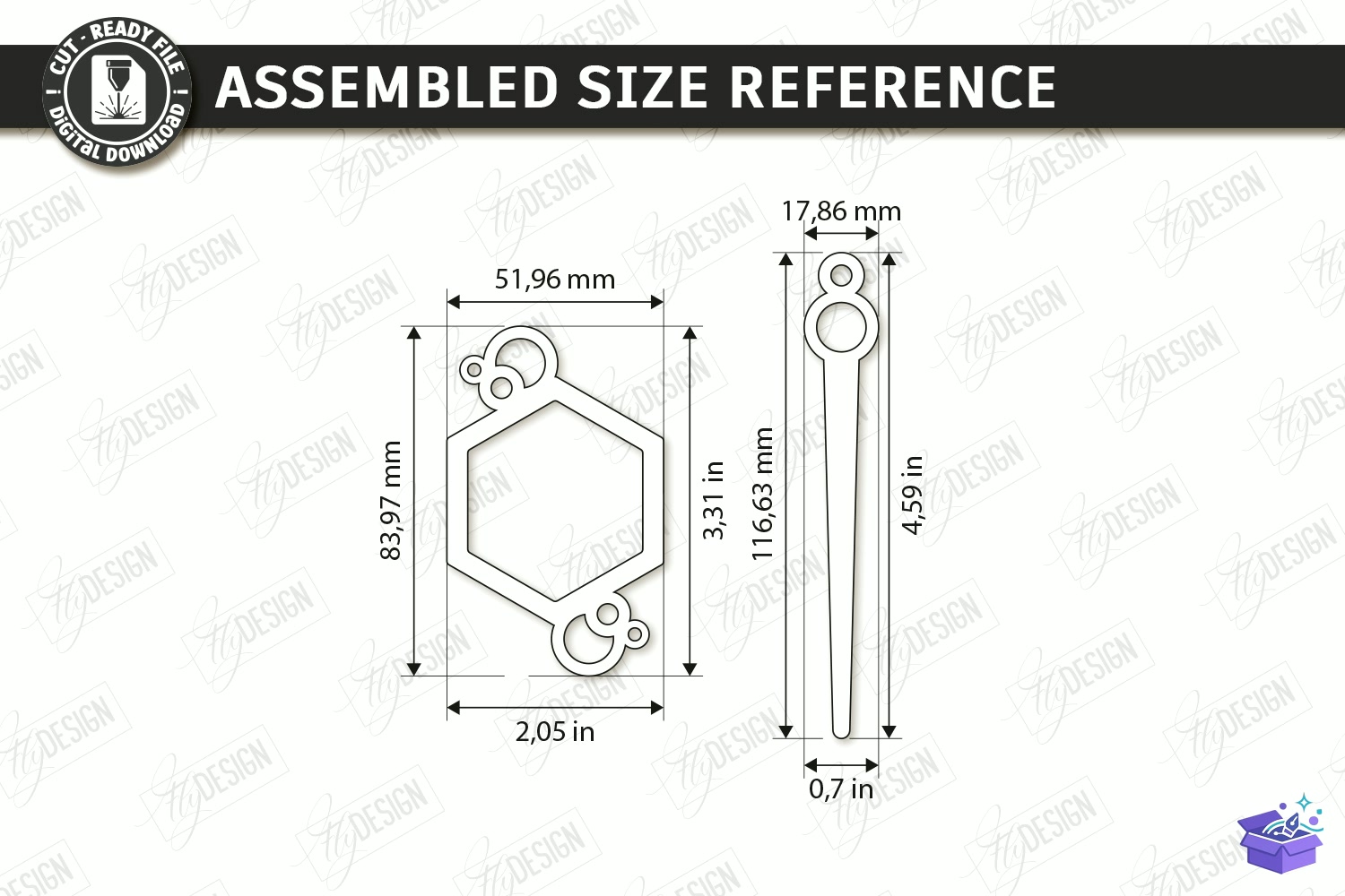 Hair Forks Lazer Kesim Accessories - Tasarım Çizim Dosyası (SVG, DXF, EPS, PNG) önizleme 3