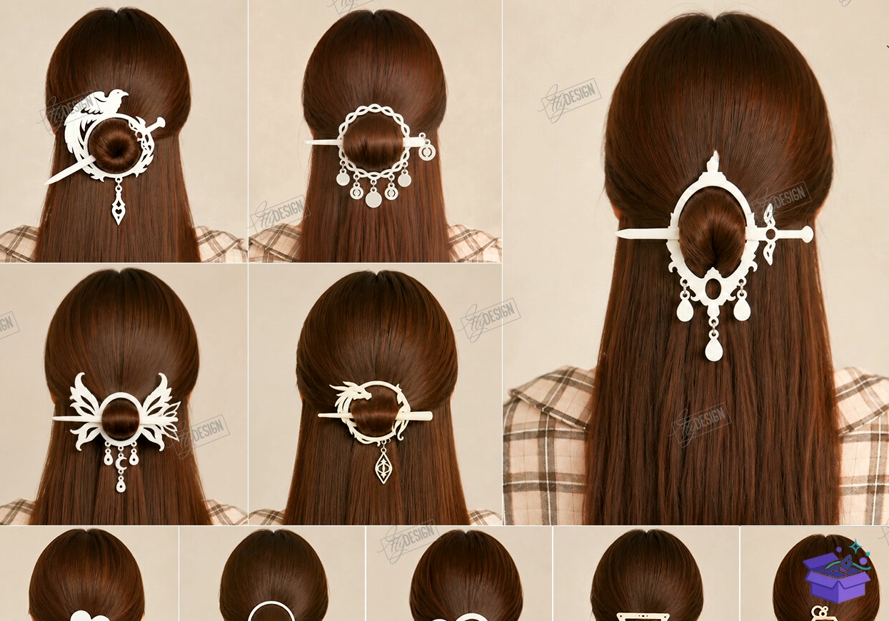 Hair Forks Lazer Kesim Accessories - Tasarım Çizim Dosyası (SVG, DXF, EPS, PNG) önizleme 4