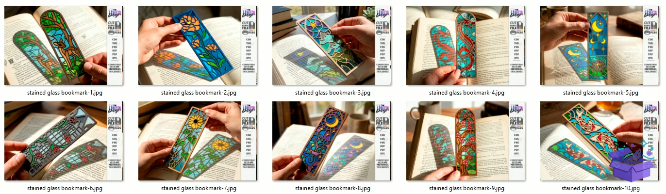 Stained Glass Kitap Ayracı Lazer Kesim - Tasarım Çizim Dosyası (SVG, DXF, EPS, PNG) - Lazer Kesim Dosyaları İndir (STL, 3MF, DXF)