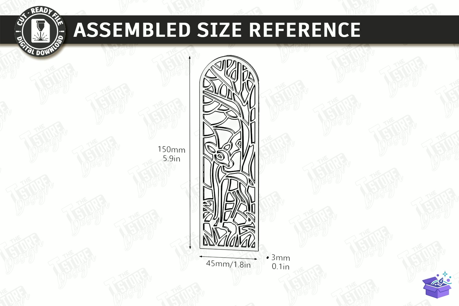 Stained Glass Kitap Ayracı Lazer Kesim - Tasarım Çizim Dosyası (SVG, DXF, EPS, PNG) önizleme 3