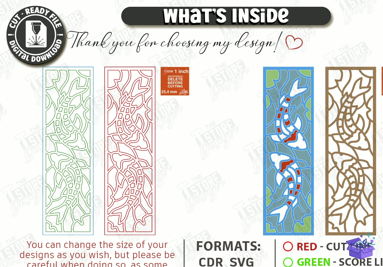 Stained Glass Kitap Ayracı Lazer Kesim - Tasarım Çizim Dosyası (SVG, DXF, EPS, PNG) önizleme 5