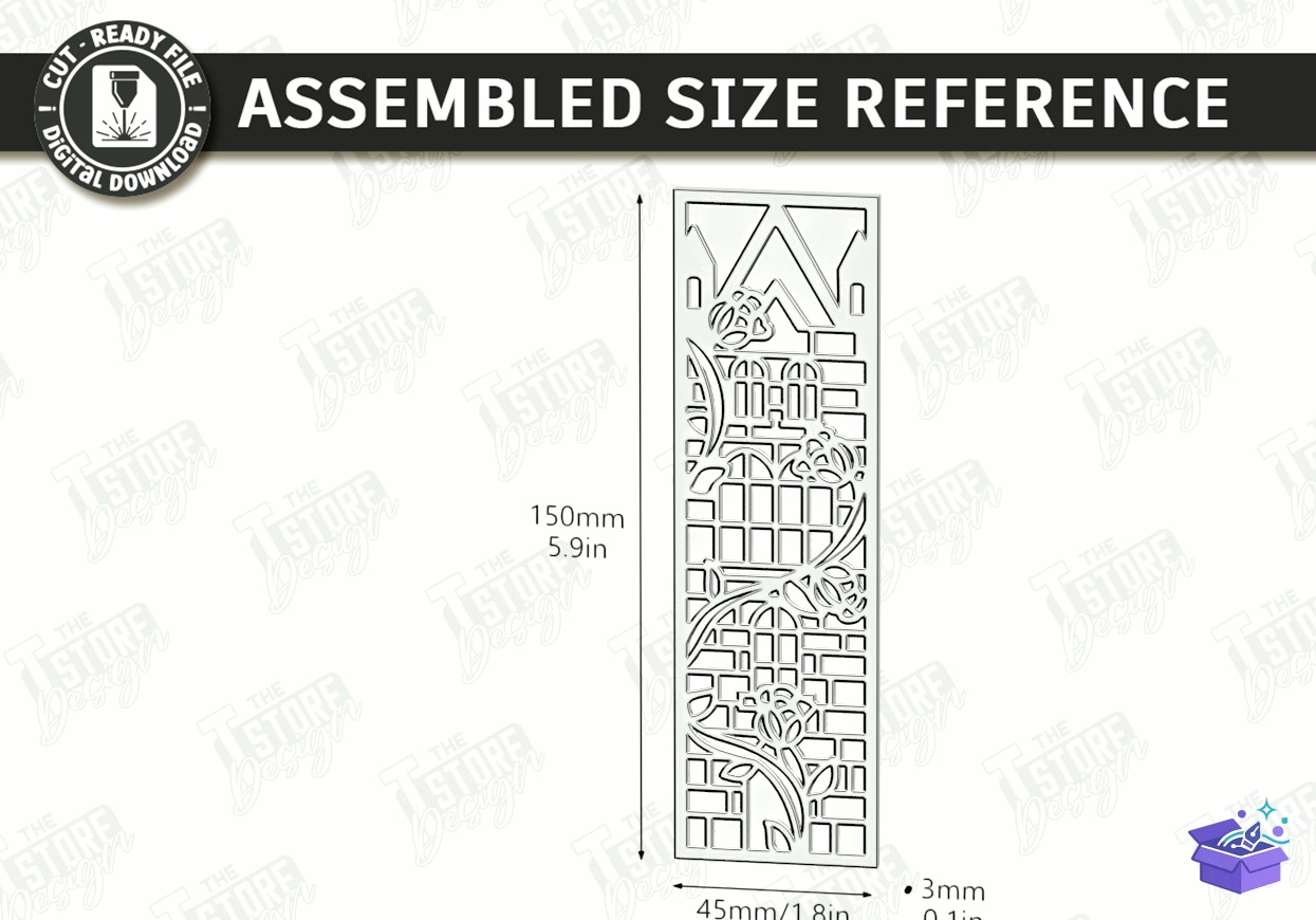 Stained Glass Kitap Ayracı Lazer Kesim - Tasarım Çizim Dosyası (SVG, DXF, EPS, PNG) önizleme 6