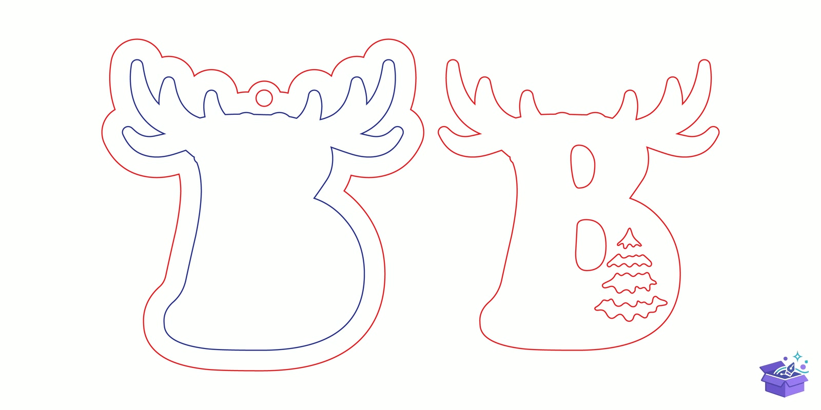 Yılbaşı Ren Geyiği Letter SVG - Tasarım Çizim Dosyası (SVG, DXF, EPS, PNG) önizleme 3