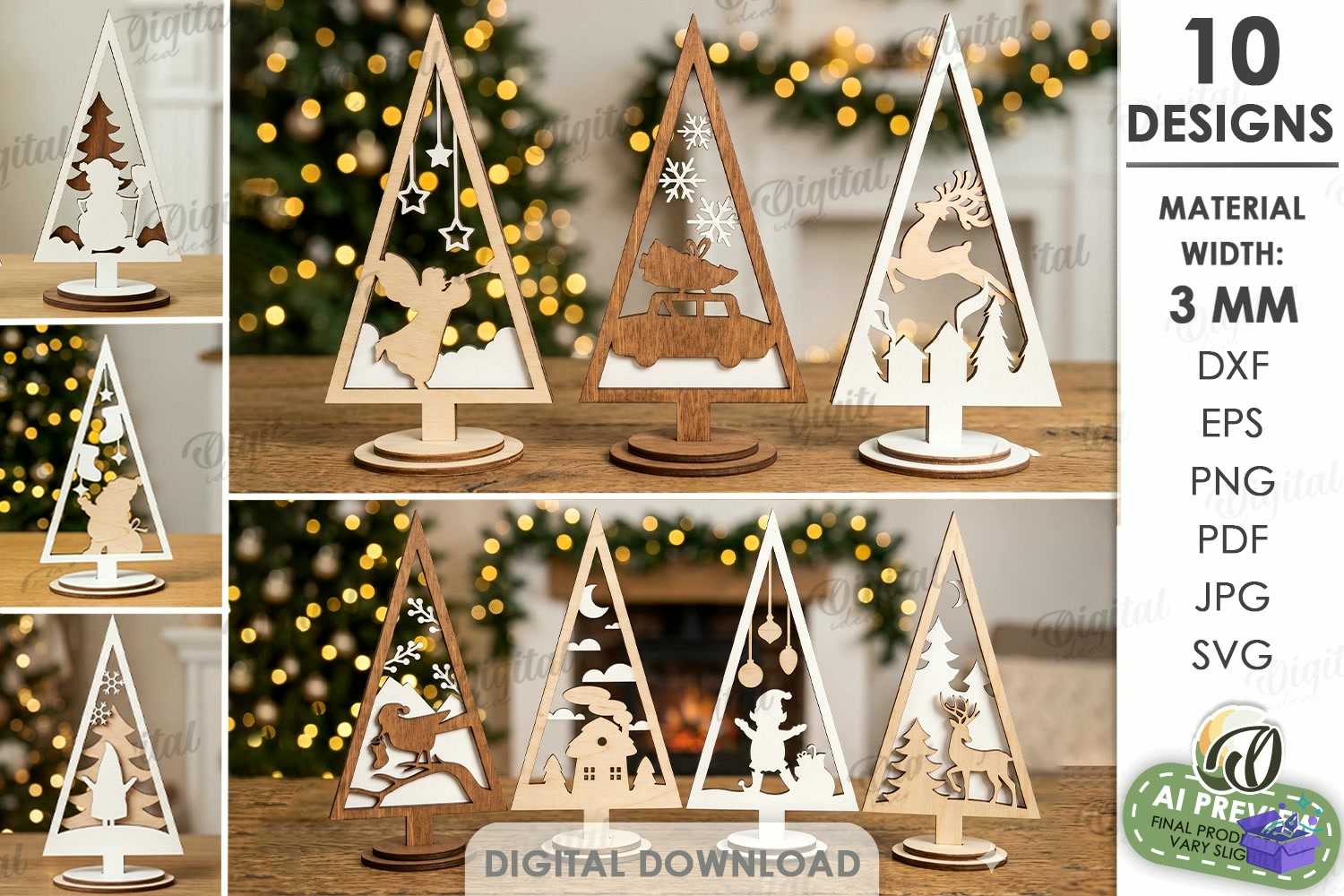 Yılbaşı Ağacı Stand Lazer Kesim - Tasarım Çizim Dosyası (SVG, DXF, EPS, PNG) - Lazer Kesim Dosyaları İndir (STL, 3MF, DXF)