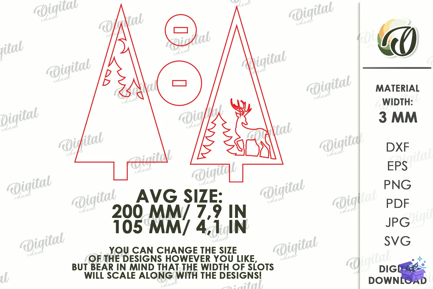 Yılbaşı Ağacı Stand Lazer Kesim - Tasarım Çizim Dosyası (SVG, DXF, EPS, PNG) önizleme 3