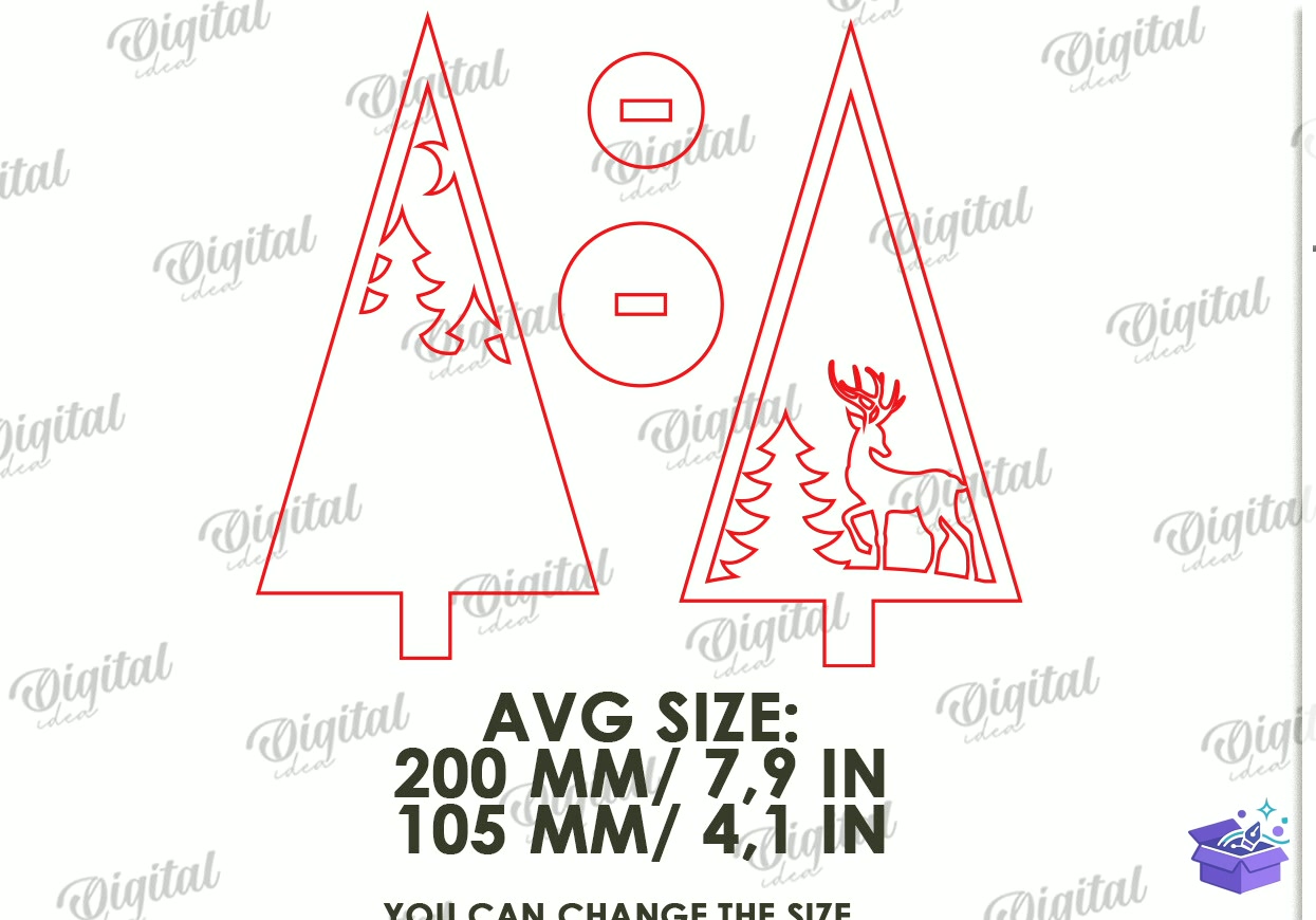 Yılbaşı Ağacı Stand Lazer Kesim - Tasarım Çizim Dosyası (SVG, DXF, EPS, PNG) önizleme 6