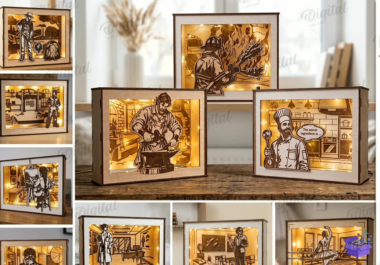 Profession Light Kutu Lazer Kesim - Tasarım Çizim Dosyası (SVG, DXF, EPS, PNG) önizleme 4