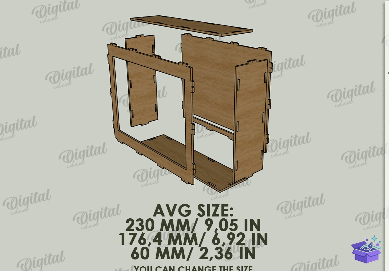 Profession Light Kutu Lazer Kesim - Tasarım Çizim Dosyası (SVG, DXF, EPS, PNG) önizleme 5