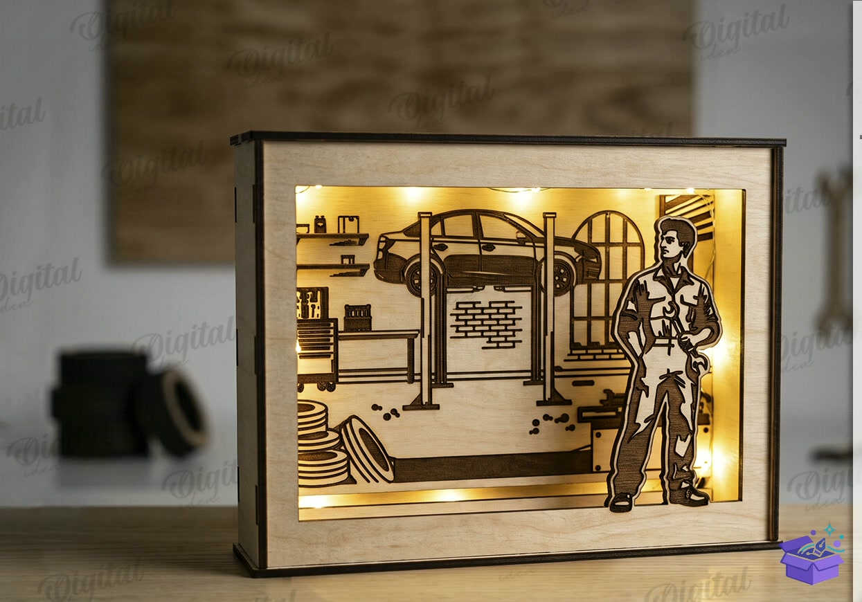 Profession Light Kutu Lazer Kesim - Tasarım Çizim Dosyası (SVG, DXF, EPS, PNG) önizleme 6