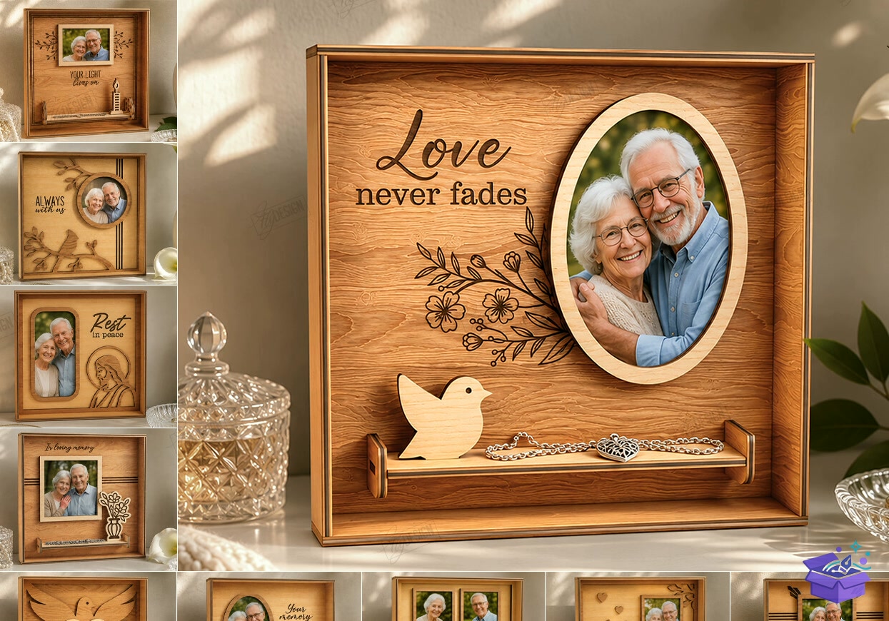 Memorial Photo Çerçeve Lazer Kesim - Tasarım Çizim Dosyası (SVG, DXF, EPS, PNG) önizleme 4
