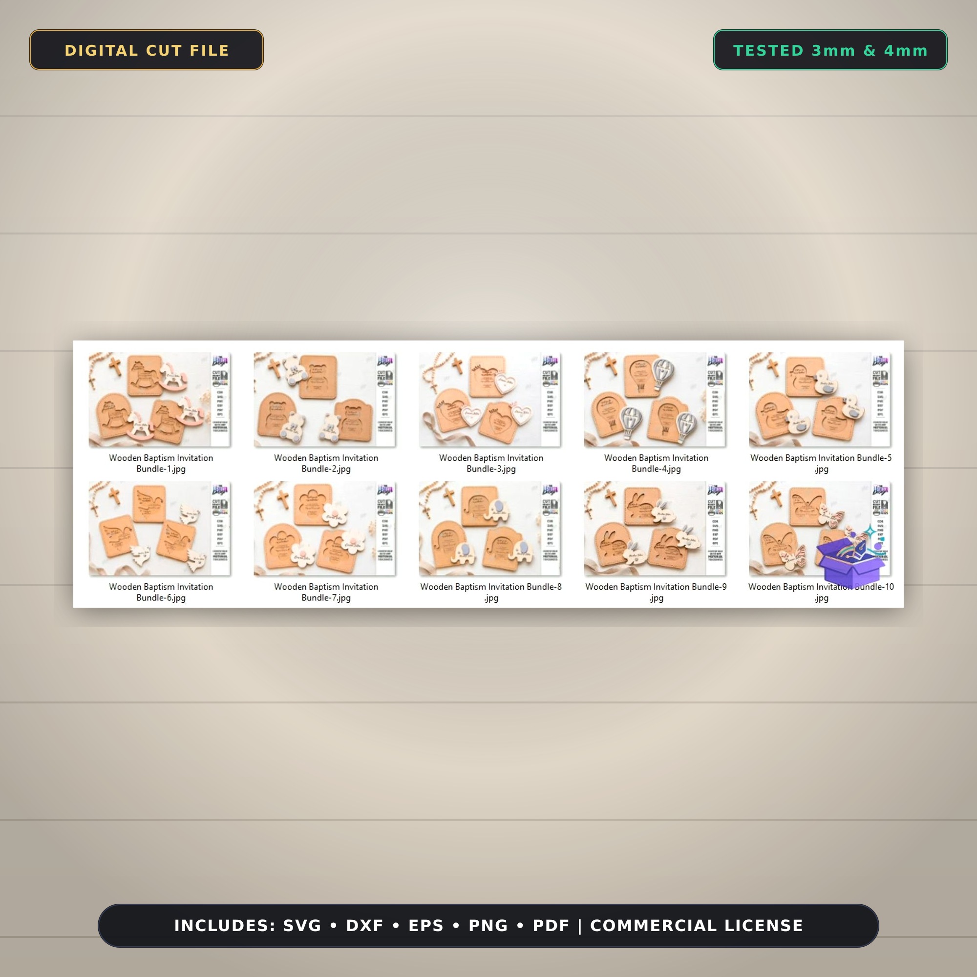 Baptism Invitation Lazer Kesim CNC - Tasarım Çizim Dosyası (SVG, DXF, EPS, PNG) - Lazer Kesim Dosyaları İndir (STL, 3MF, DXF)