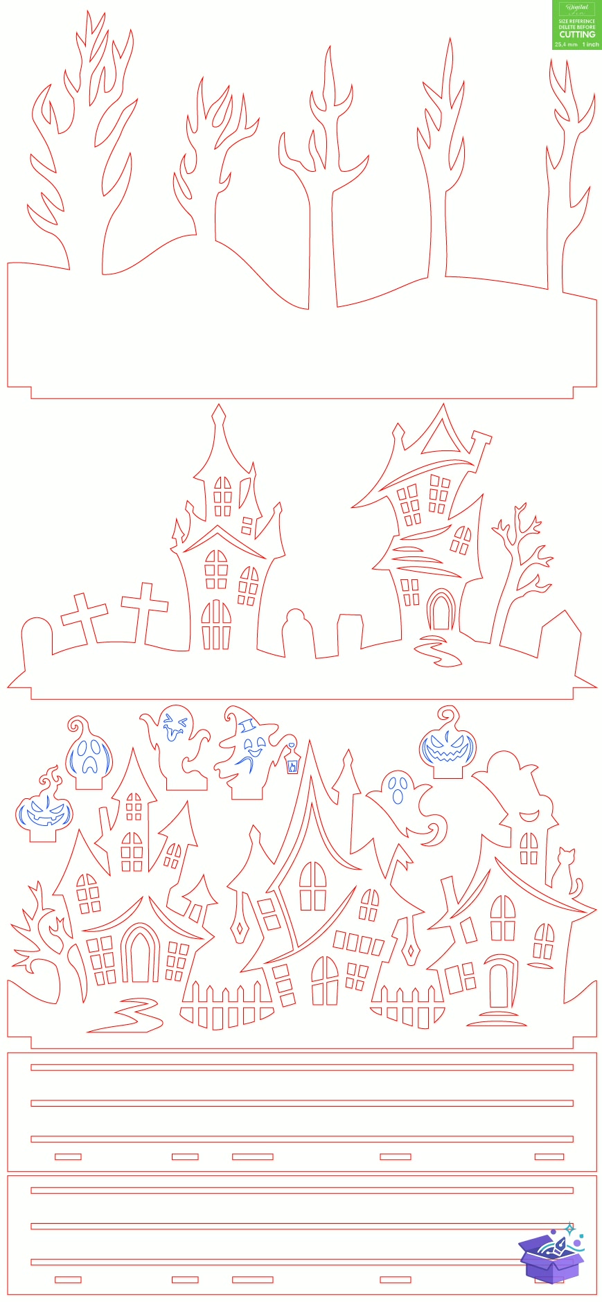 Cadılar Bayramı Haunted Houses Laser - Tasarım Çizim Dosyası (SVG, DXF, EPS, PNG) - Lazer Kesim Dosyaları İndir (STL, 3MF, DXF)