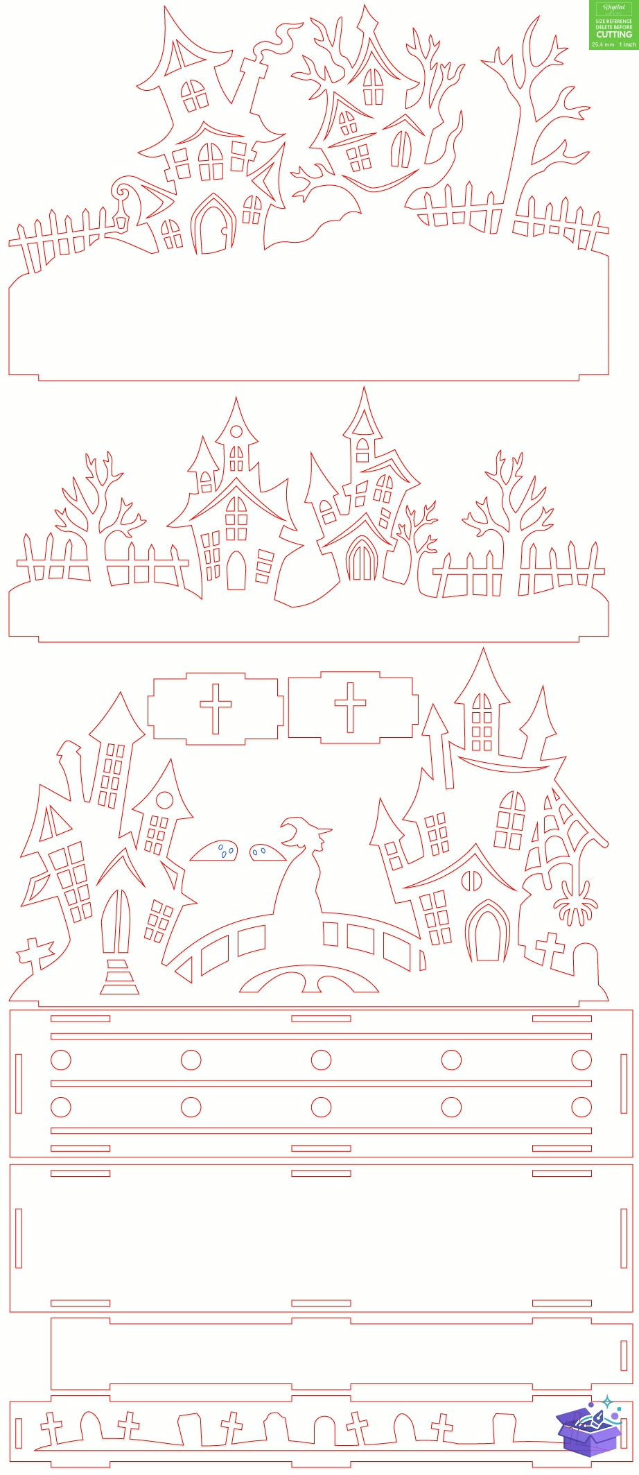 Cadılar Bayramı Haunted Houses Laser - Tasarım Çizim Dosyası (SVG, DXF, EPS, PNG) önizleme 3