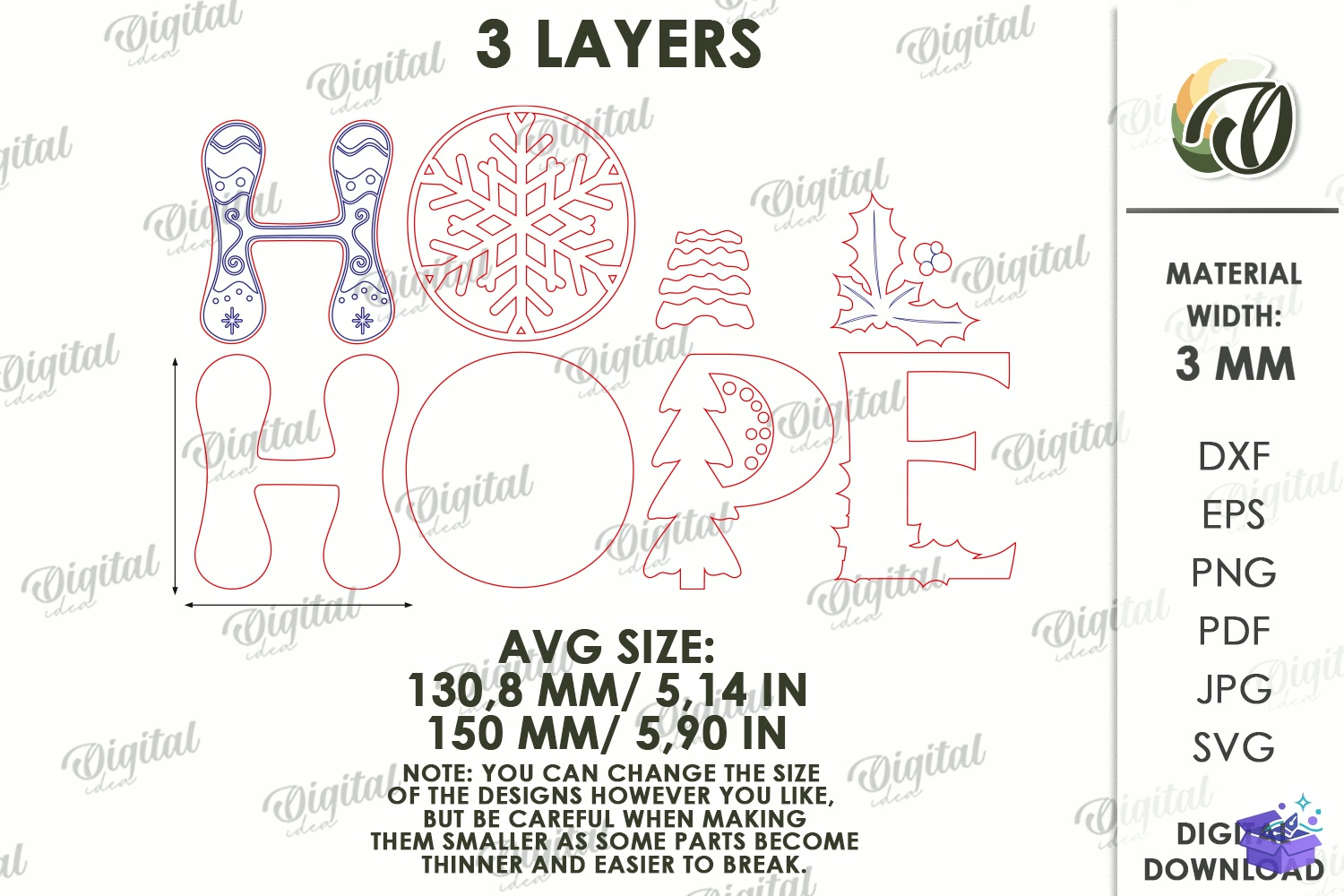 Yılbaşı Word Decors Lazer Kesim - Tasarım Çizim Dosyası (SVG, DXF, EPS, PNG) - Lazer Kesim Dosyaları İndir (STL, 3MF, DXF)