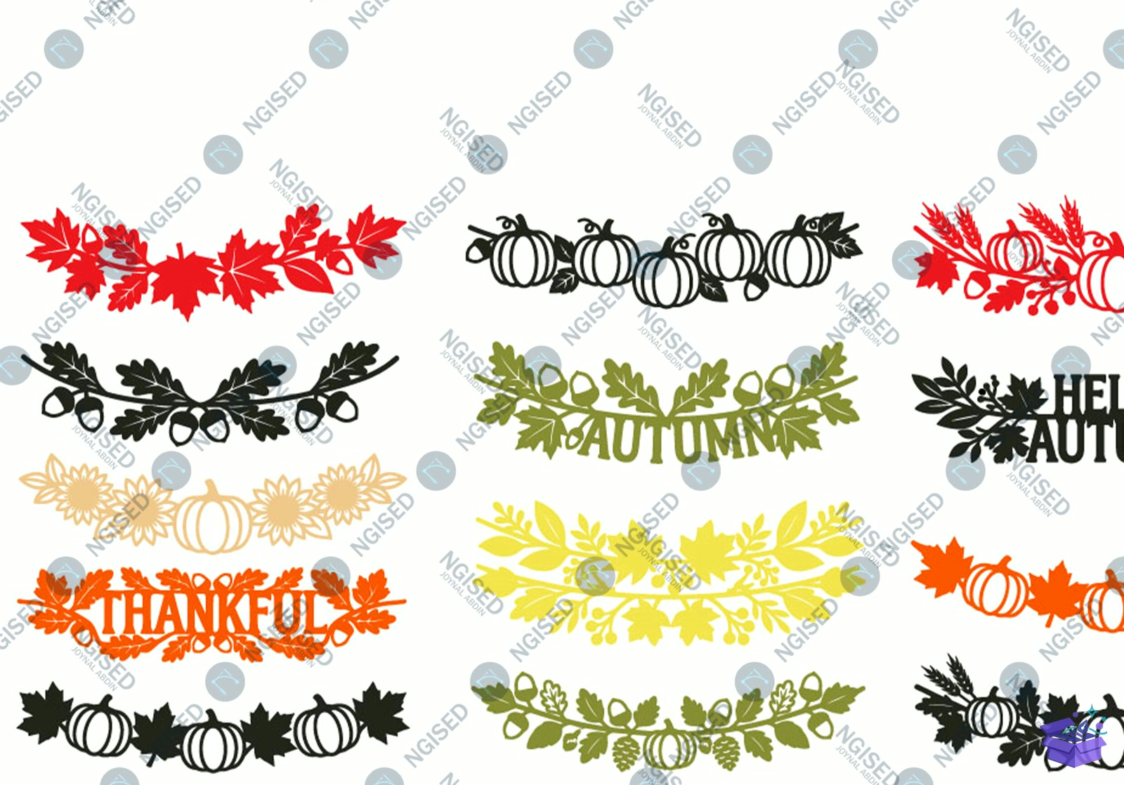 Fall Garland Lazer Kesim SVG - Tasarım Çizim Dosyası (SVG, DXF, EPS, PNG) önizleme 3