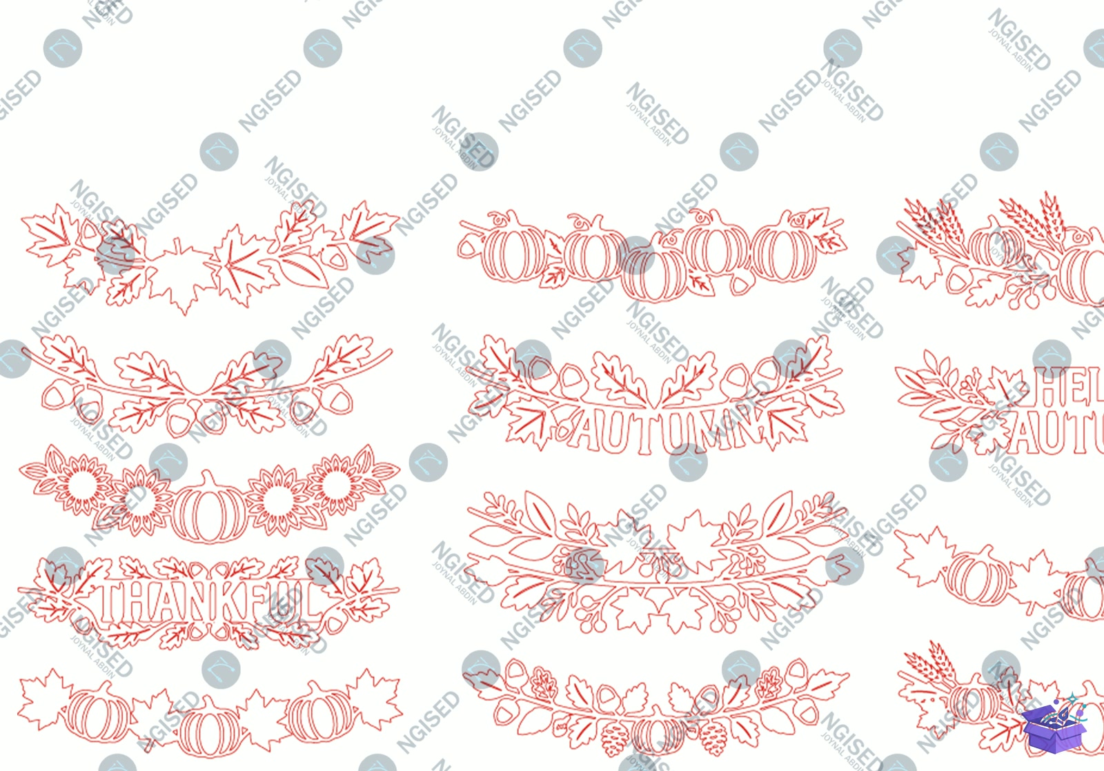 Fall Garland Lazer Kesim SVG - Tasarım Çizim Dosyası (SVG, DXF, EPS, PNG) önizleme 4