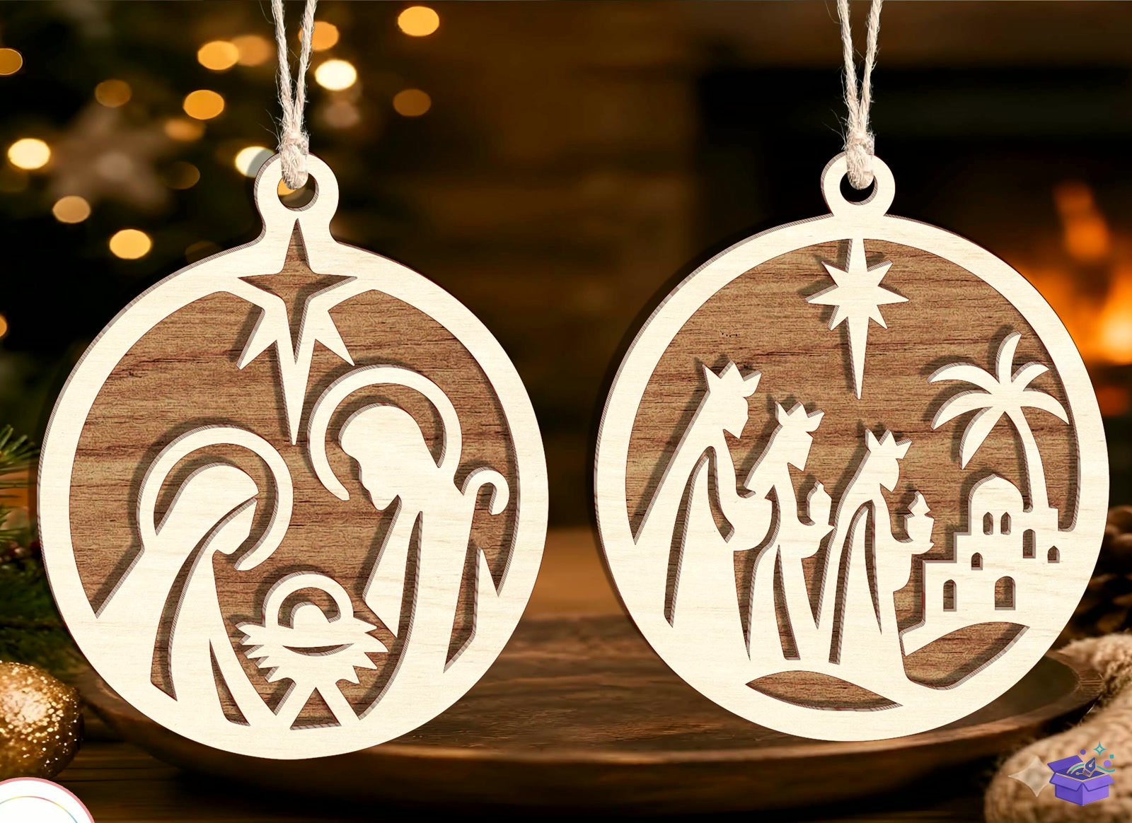 Nativity Yılbaşı Ağaç Süsü SVG - Tasarım Çizim Dosyası (SVG, DXF, EPS, PNG) önizleme 2