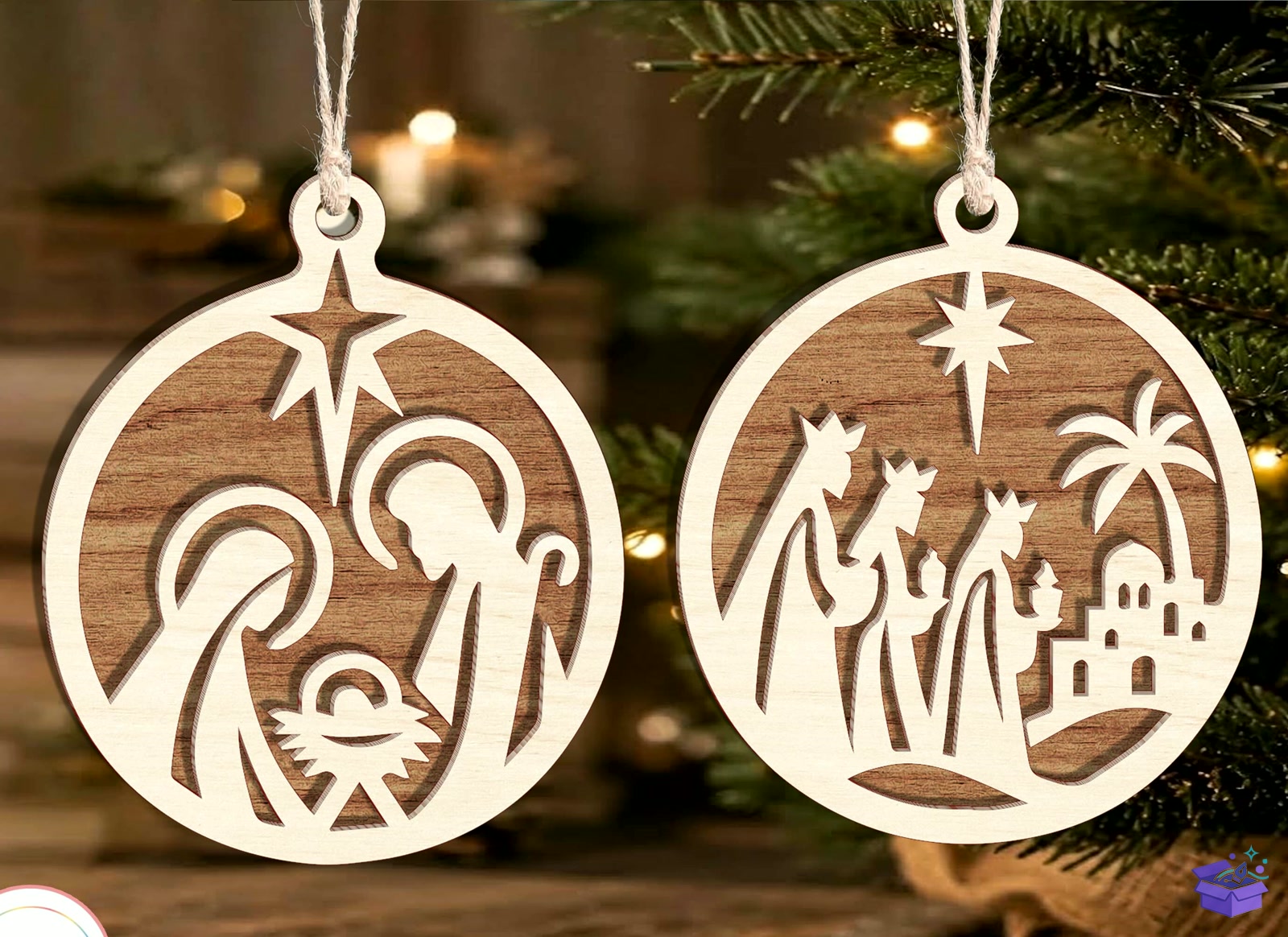Nativity Yılbaşı Ağaç Süsü SVG - Tasarım Çizim Dosyası (SVG, DXF, EPS, PNG) önizleme 3