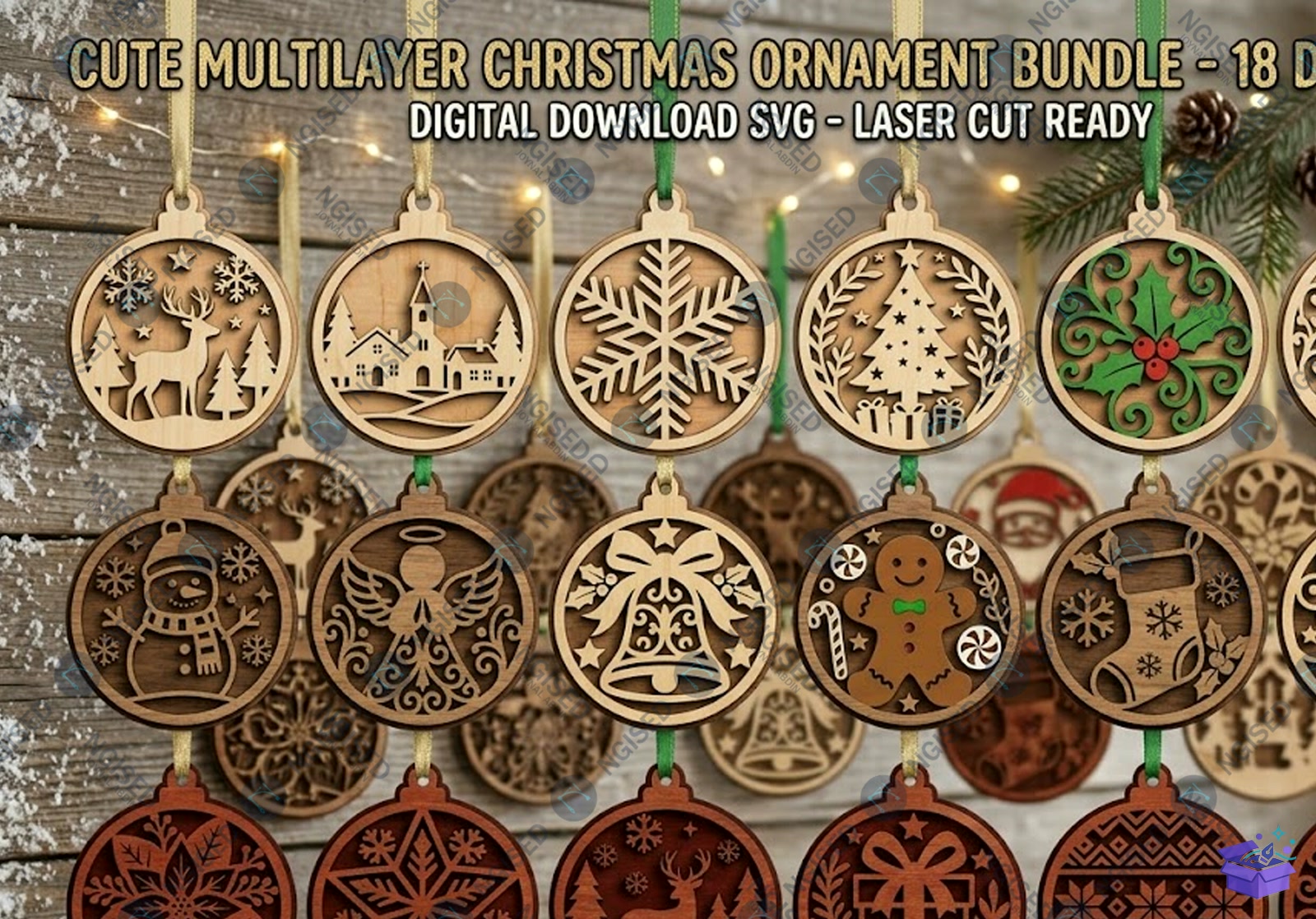 Nativity Yılbaşı Ağaç Süsü SVG - Tasarım Çizim Dosyası (SVG, DXF, EPS, PNG) önizleme 6