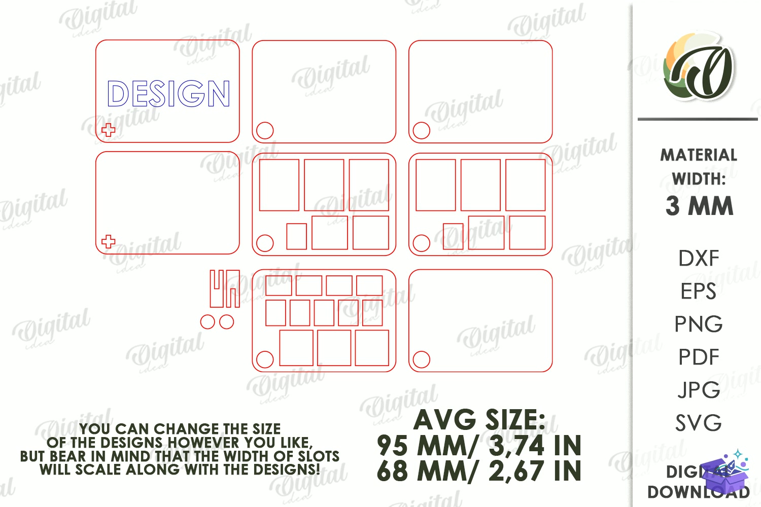 SD Card Сases Lazer Kesim - Tasarım Çizim Dosyası (SVG, DXF, EPS, PNG) önizleme 2