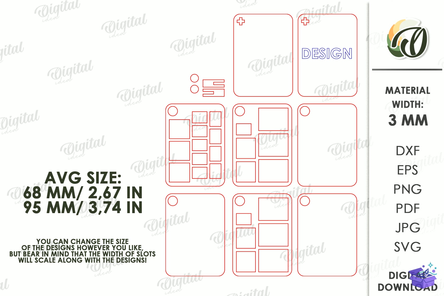SD Card Сases Lazer Kesim - Tasarım Çizim Dosyası (SVG, DXF, EPS, PNG) önizleme 3
