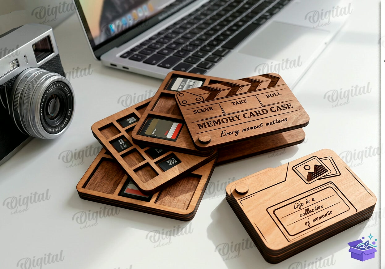 SD Card Сases Lazer Kesim - Tasarım Çizim Dosyası (SVG, DXF, EPS, PNG) önizleme 5
