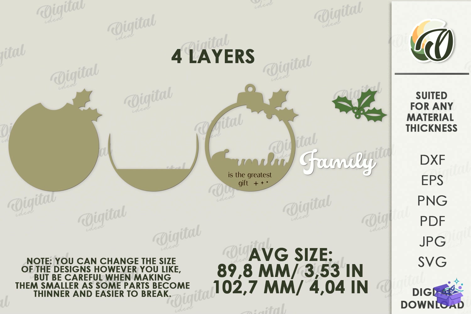 Yılbaşı Çerçeve Süs Lazer Kesim - Tasarım Çizim Dosyası (SVG, DXF, EPS, PNG) - Lazer Kesim Dosyaları İndir (STL, 3MF, DXF)