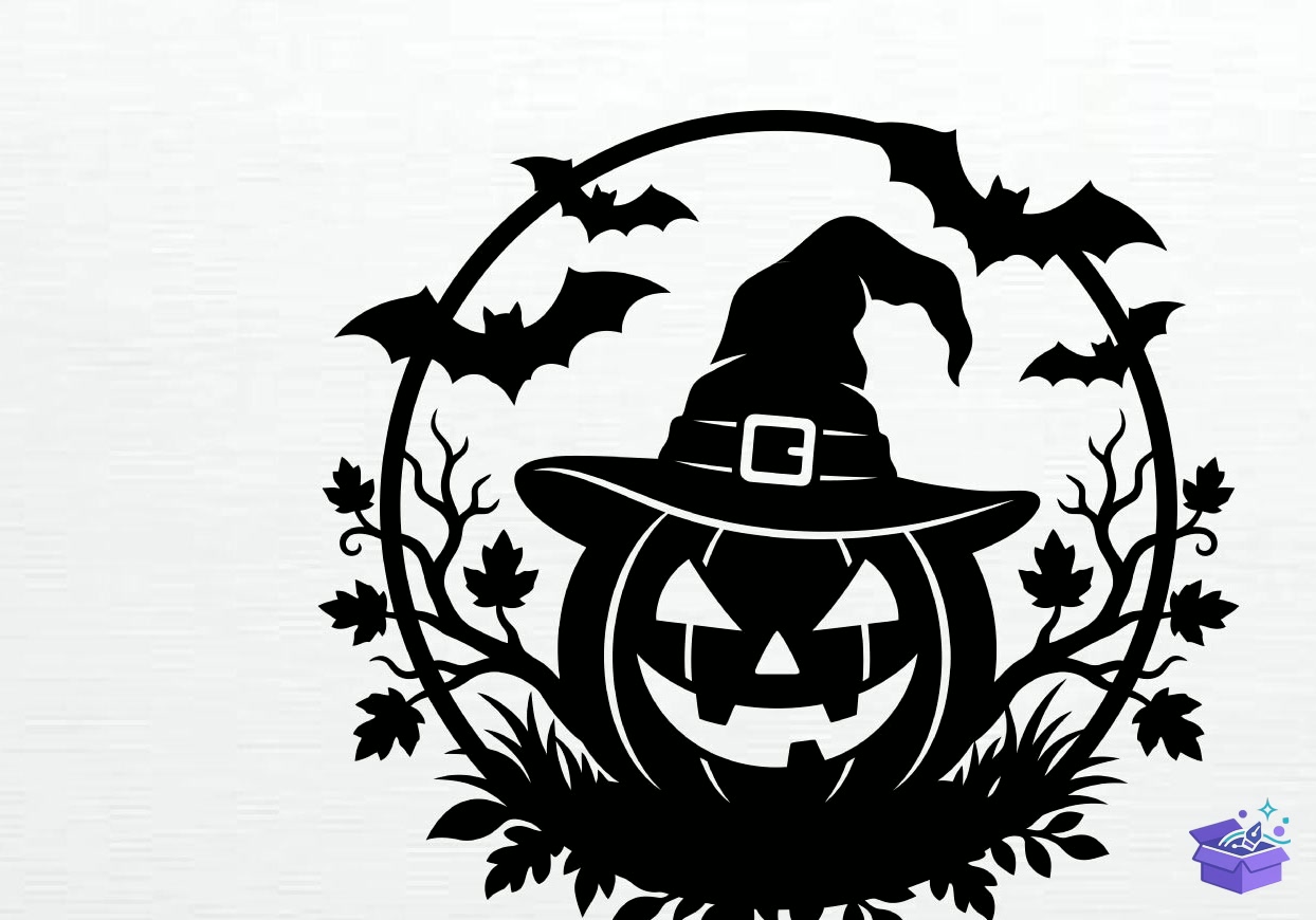 Cadılar Bayramı Pumpkin Bat Kapı Süsü SVG - Tasarım Çizim Dosyası (SVG, DXF, EPS, PNG) önizleme 3