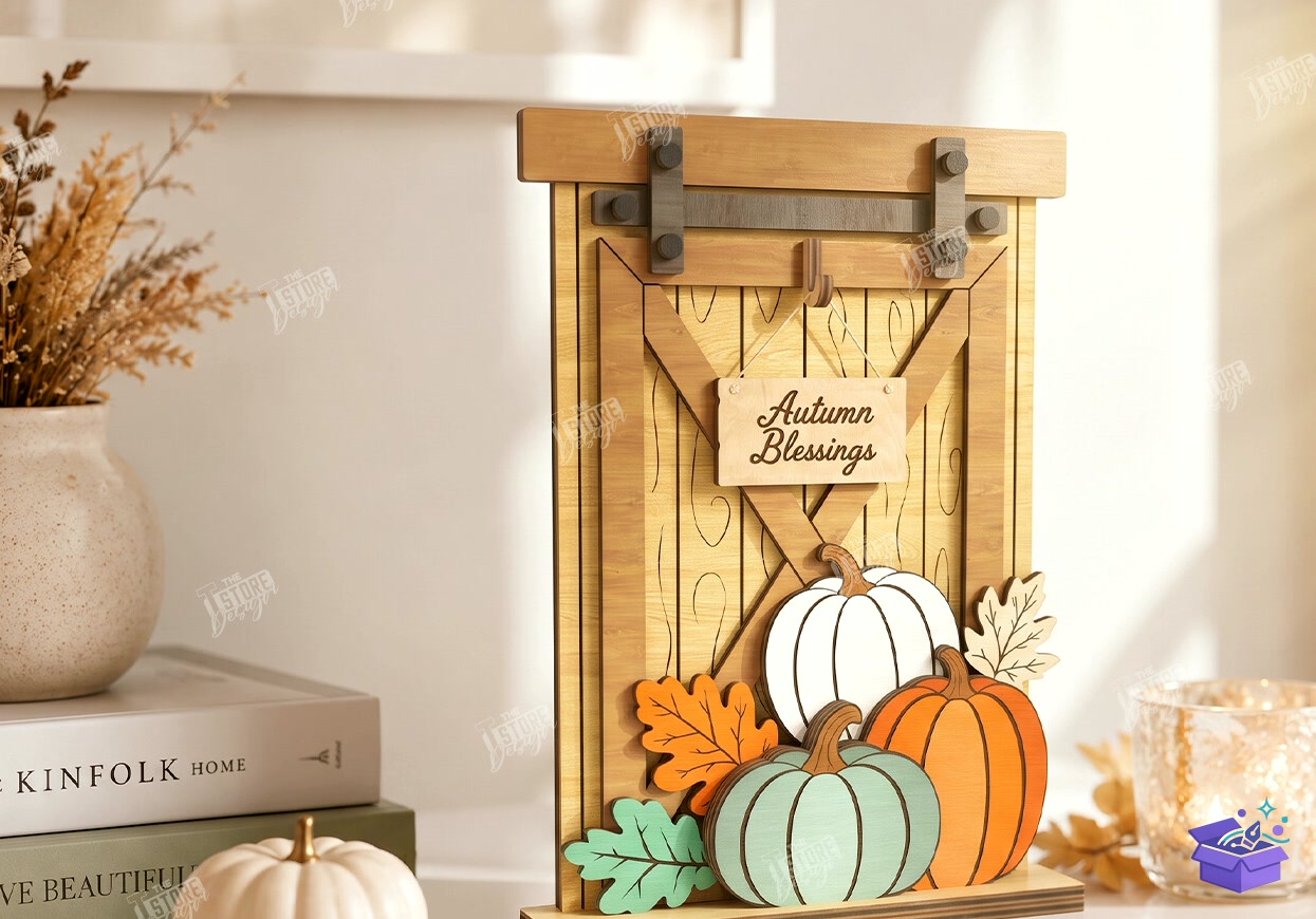 Cadılar Bayramı Pumpkin Bat Kapı Süsü SVG - Tasarım Çizim Dosyası (SVG, DXF, EPS, PNG) önizleme 6