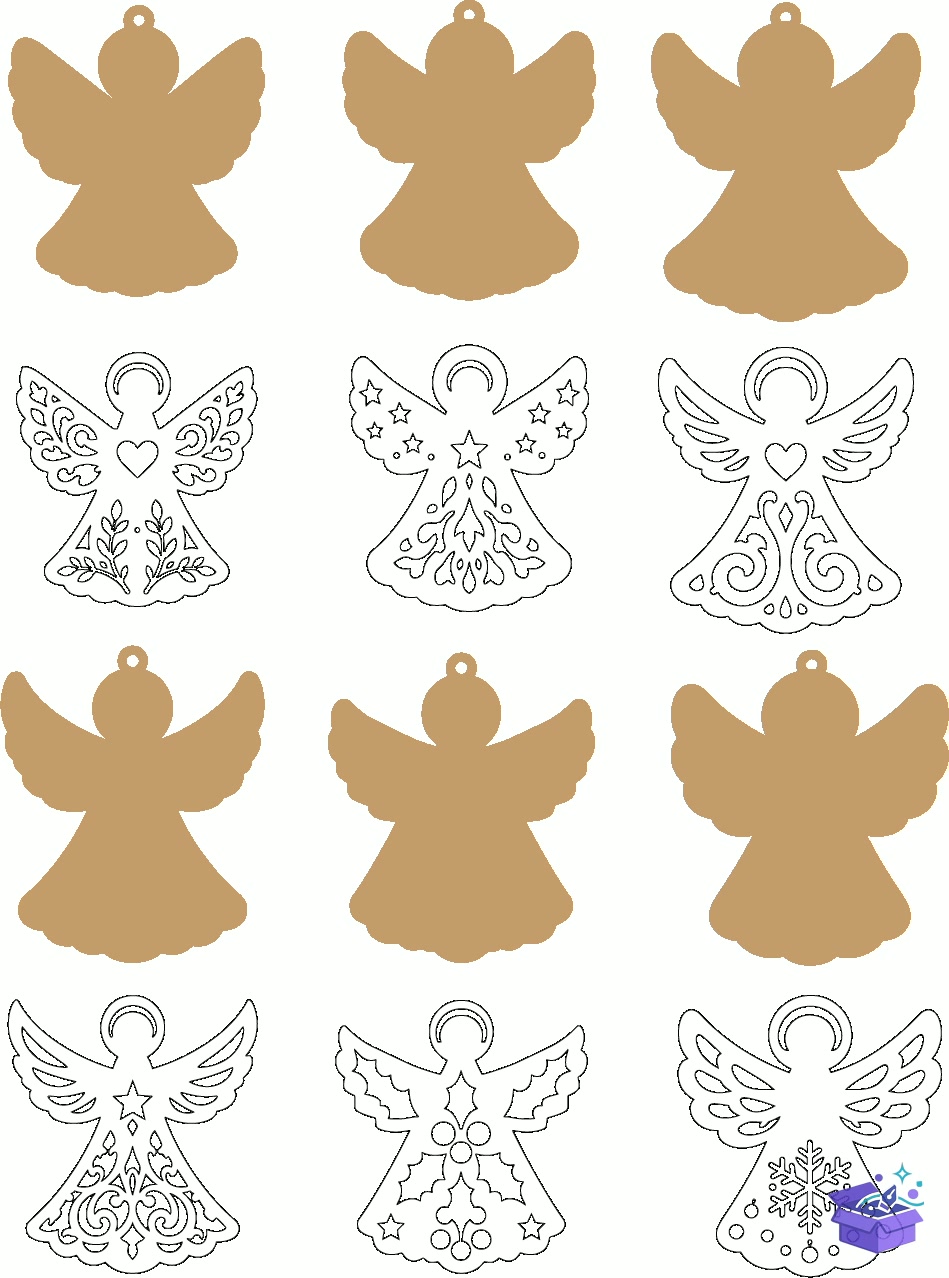Yılbaşı Angel Süs SVG - Tasarım Çizim Dosyası (SVG, DXF, EPS, PNG) - Lazer Kesim Dosyaları İndir (DXF, SVG, EPS)