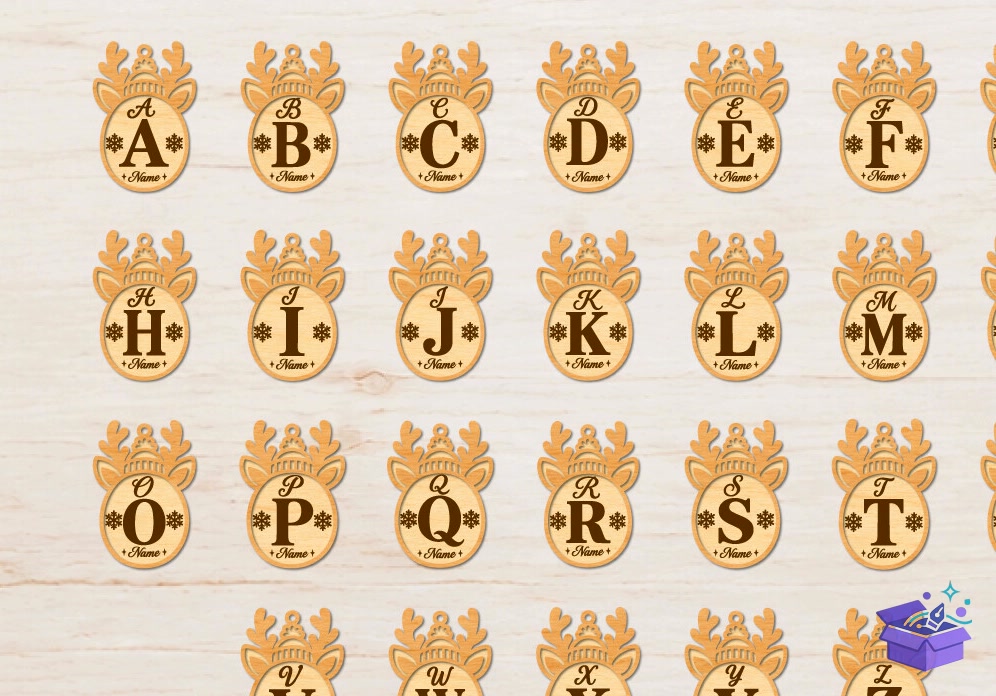 Yılbaşı Alphabet Süs Lazer Kesim - Tasarım Çizim Dosyası (SVG, DXF, EPS, PNG) önizleme 5