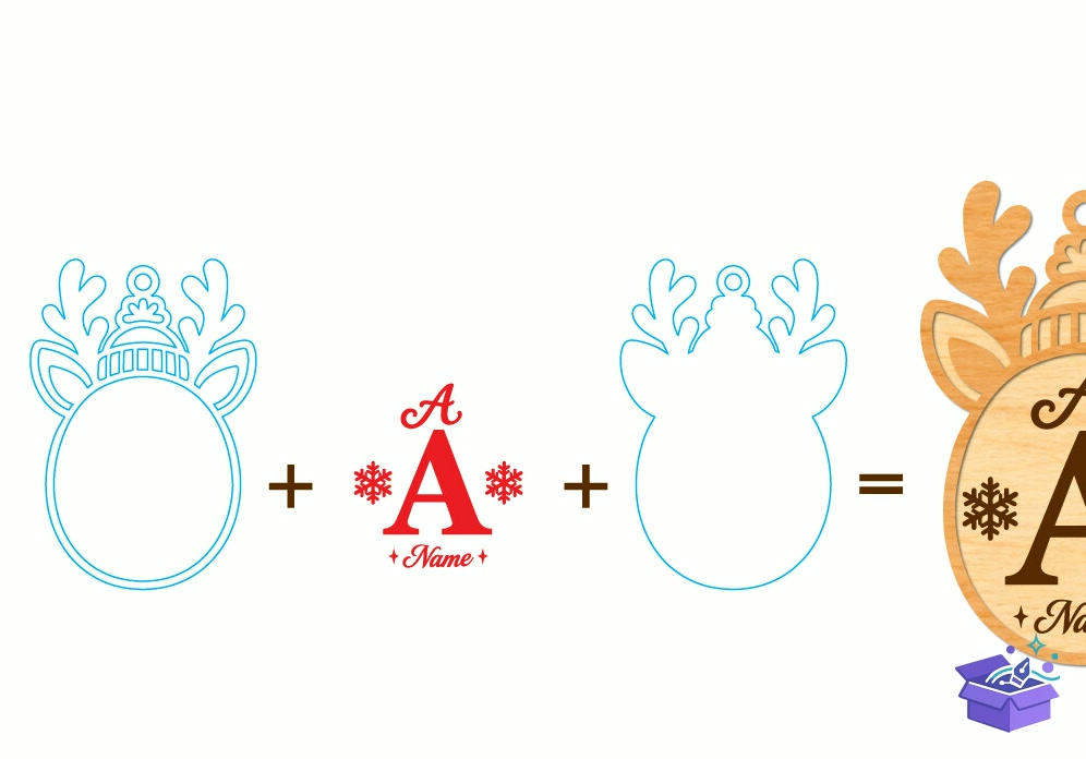 Yılbaşı Alphabet Süs Lazer Kesim - Tasarım Çizim Dosyası (SVG, DXF, EPS, PNG) önizleme 6