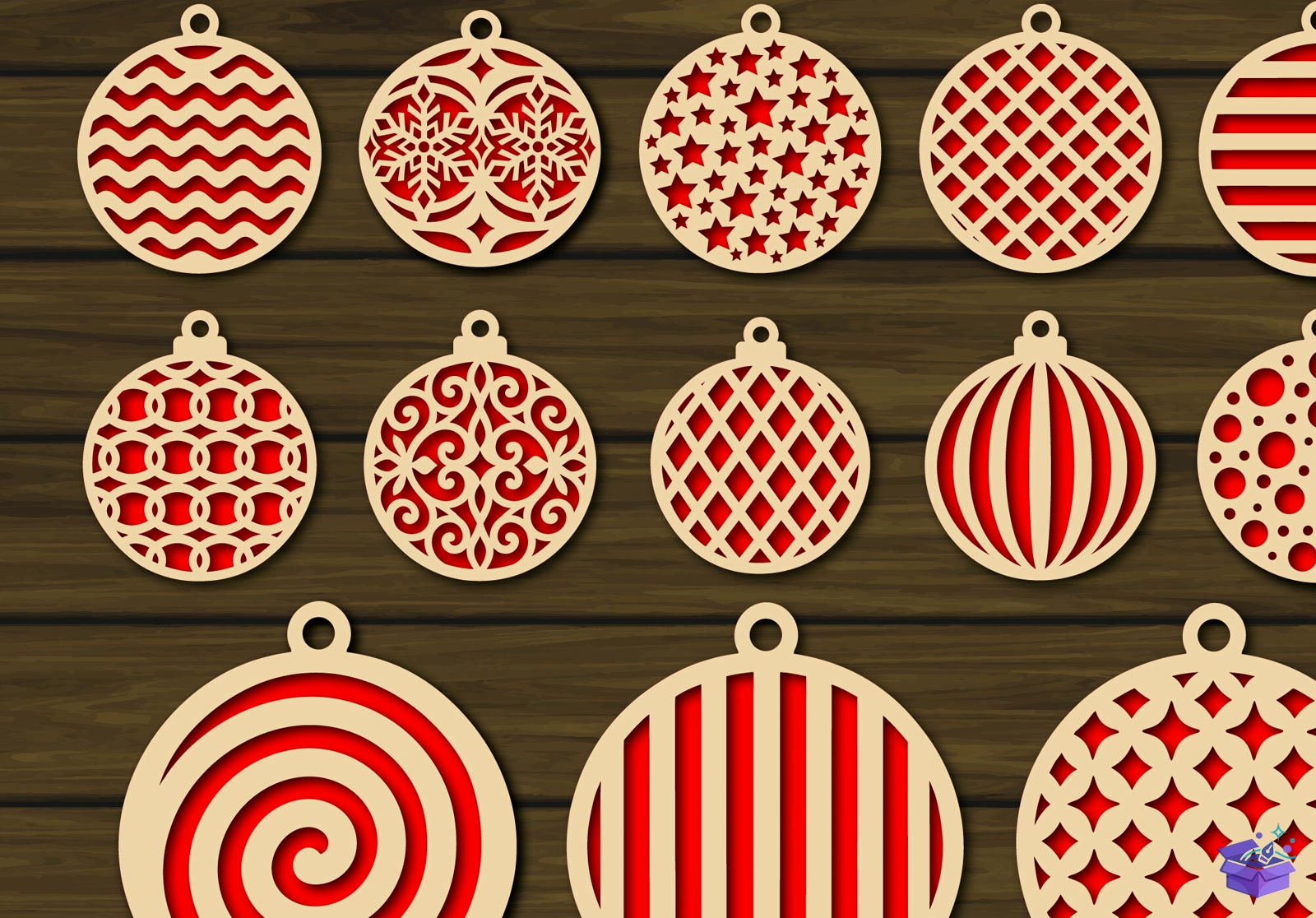 Yılbaşı Ağaç Süsü SVG Lazer Kesim - Tasarım Çizim Dosyası (SVG, DXF, EPS, PNG) önizleme 5
