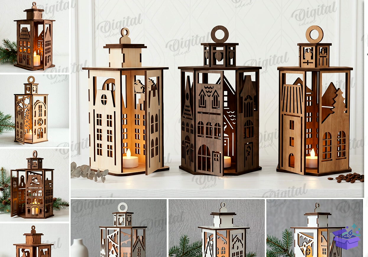 Yılbaşı House Fener Laser - Tasarım Çizim Dosyası (SVG, DXF, EPS, PNG) önizleme 4