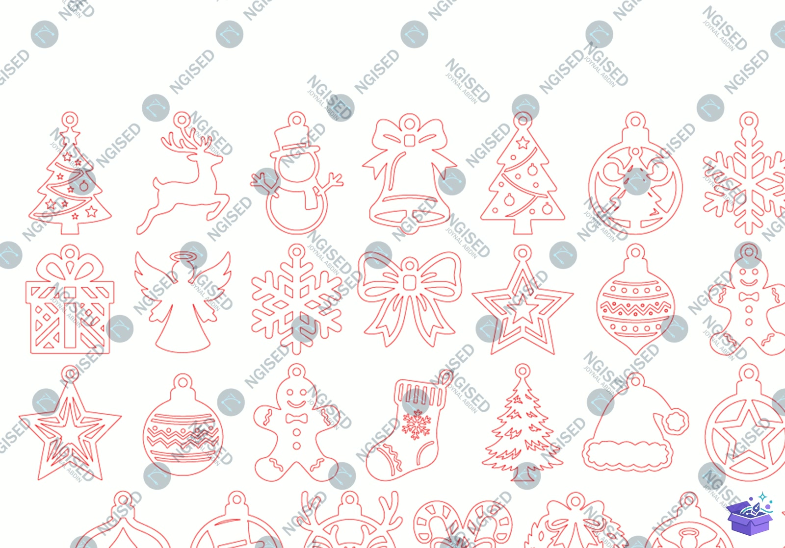 Yılbaşı Küpe Lazer Kesim SVG – - Tasarım Çizim Dosyası (SVG, DXF, EPS, PNG) önizleme 4