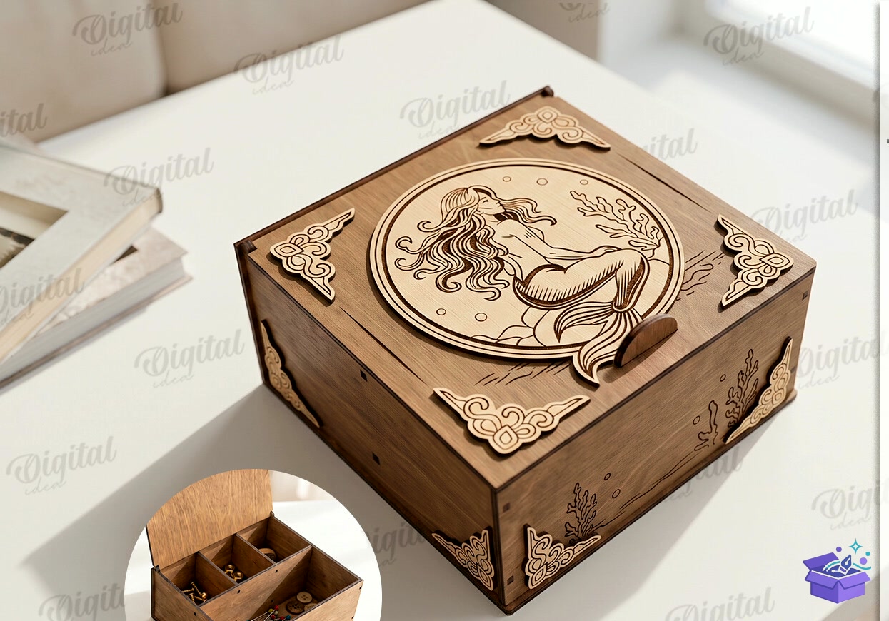 Fantasy Kutu Lazer Kesim - Tasarım Çizim Dosyası (SVG, DXF, EPS, PNG) önizleme 6