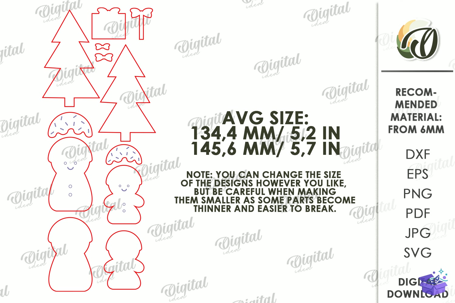 Yılbaşı Characters Stand Laser - Tasarım Çizim Dosyası (SVG, DXF, EPS, PNG) önizleme 2