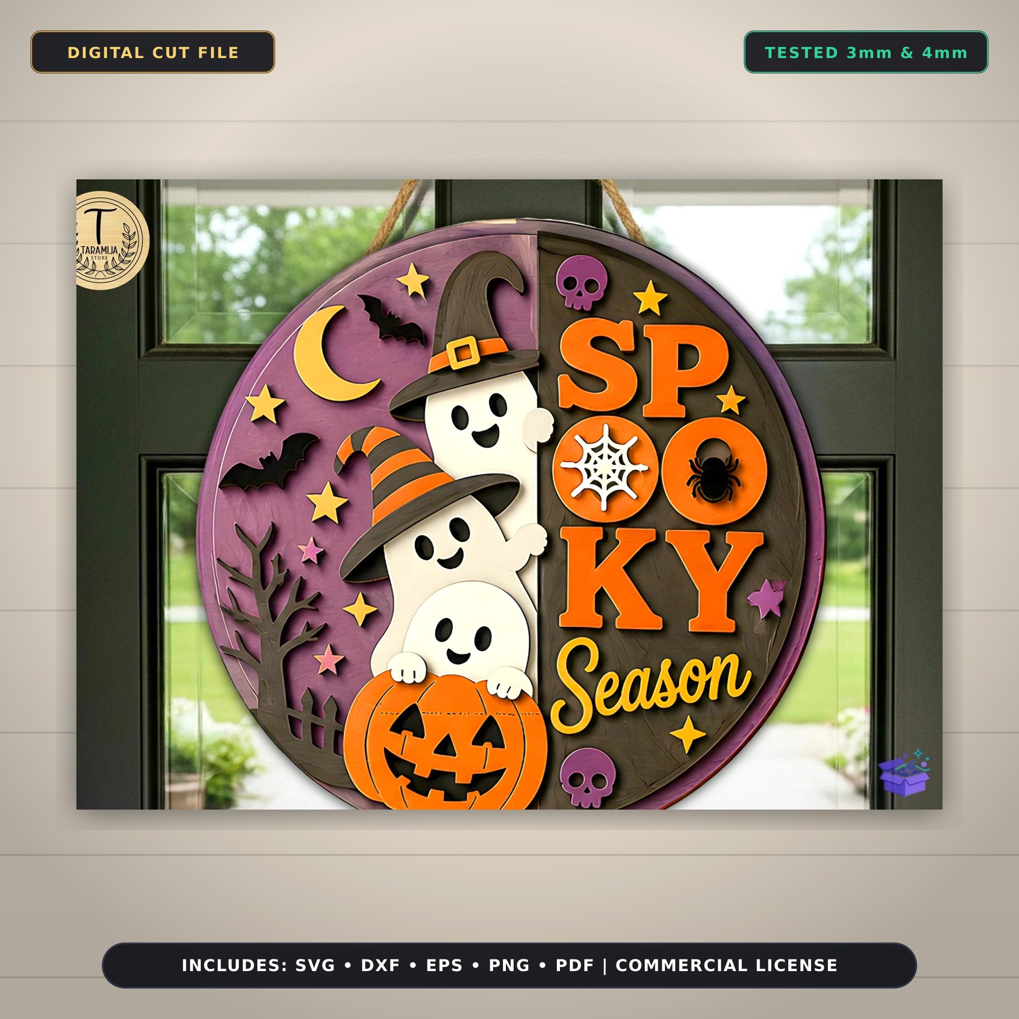 Cadılar Bayramı Spooky Kapı Süsü SVG - Tasarım Çizim Dosyası (SVG, DXF, EPS, PNG) - Vektörler & SVG İndir (DXF, SVG, EPS)