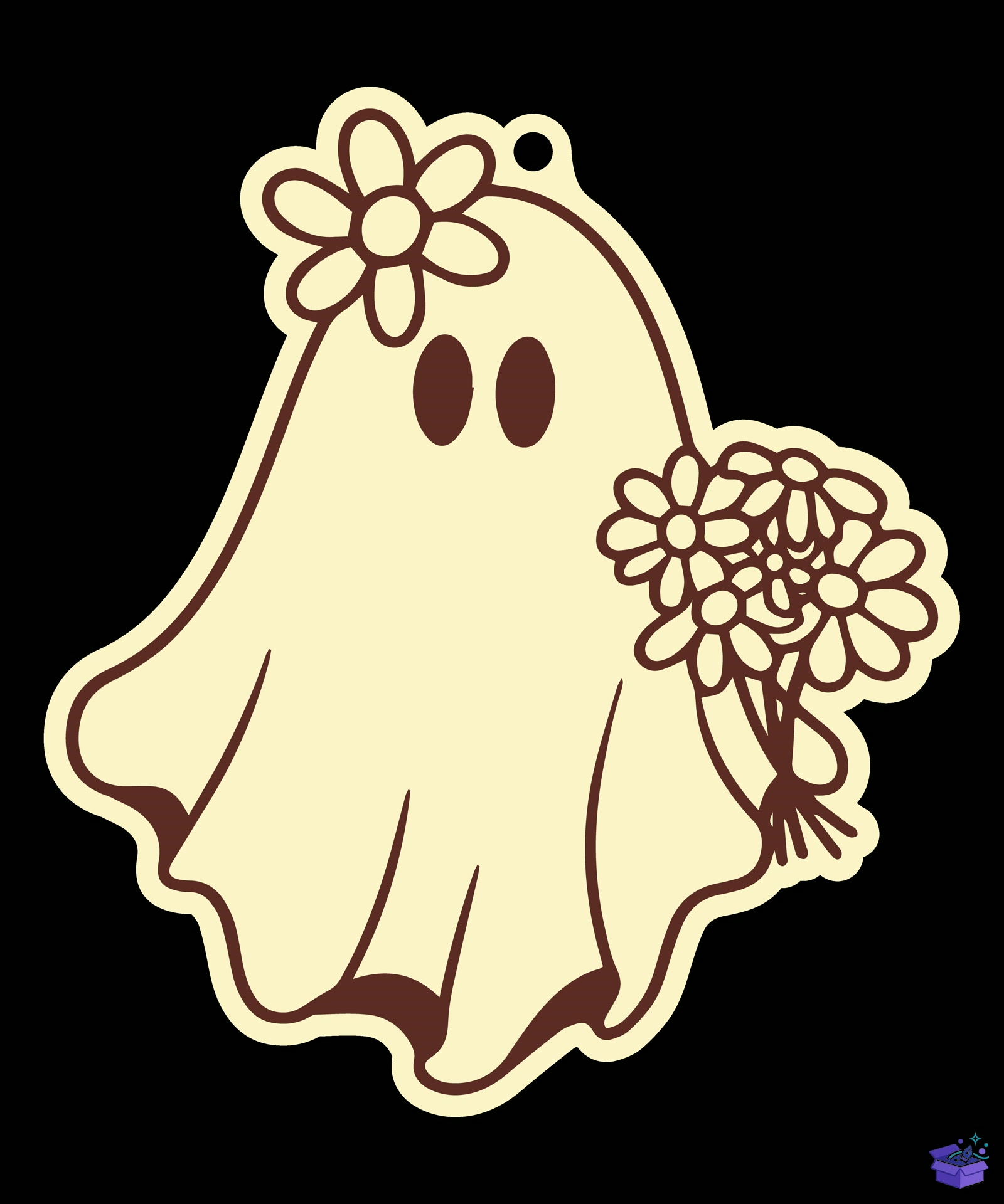 Cadılar Bayramı Ghost Süs Lasercut - Tasarım Çizim Dosyası (SVG, DXF, EPS, PNG) - Lazer Kesim Dosyaları İndir (DXF, SVG, EPS)