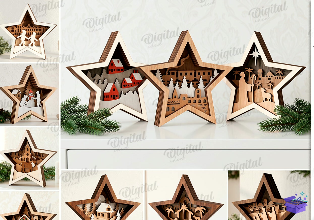 Yılbaşı Stand Decor Lazer Kesim - Tasarım Çizim Dosyası (SVG, DXF, EPS, PNG) önizleme 6
