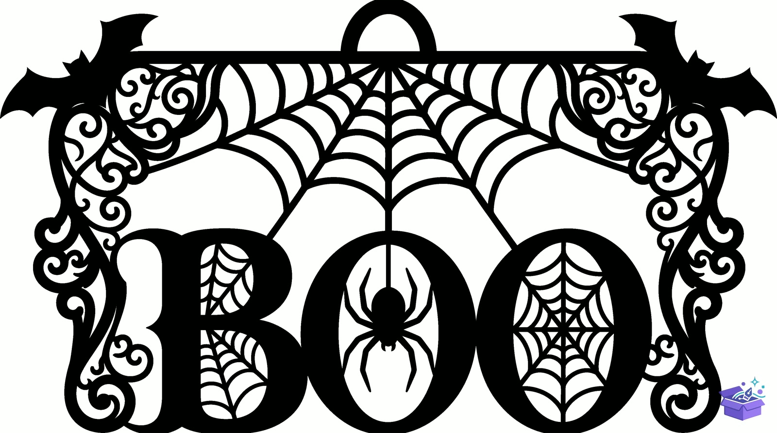 Cadılar Bayramı Boo Spider Web Bat Kapı Süsü - Tasarım Çizim Dosyası (SVG, DXF, EPS, PNG) - Lazer Kesim Dosyaları İndir (DXF, SVG, EPS)