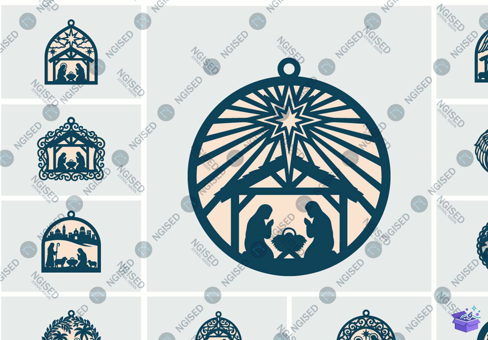 Yılbaşı Nativity Süs SVG - Tasarım Çizim Dosyası (SVG, DXF, EPS, PNG) önizleme 3