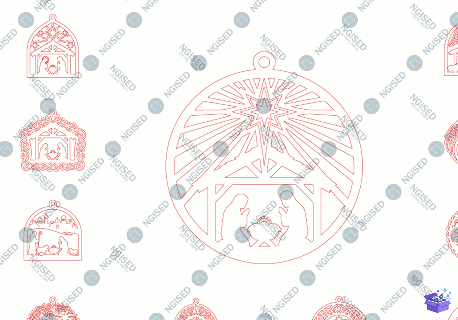 Yılbaşı Nativity Süs SVG - Tasarım Çizim Dosyası (SVG, DXF, EPS, PNG) önizleme 4
