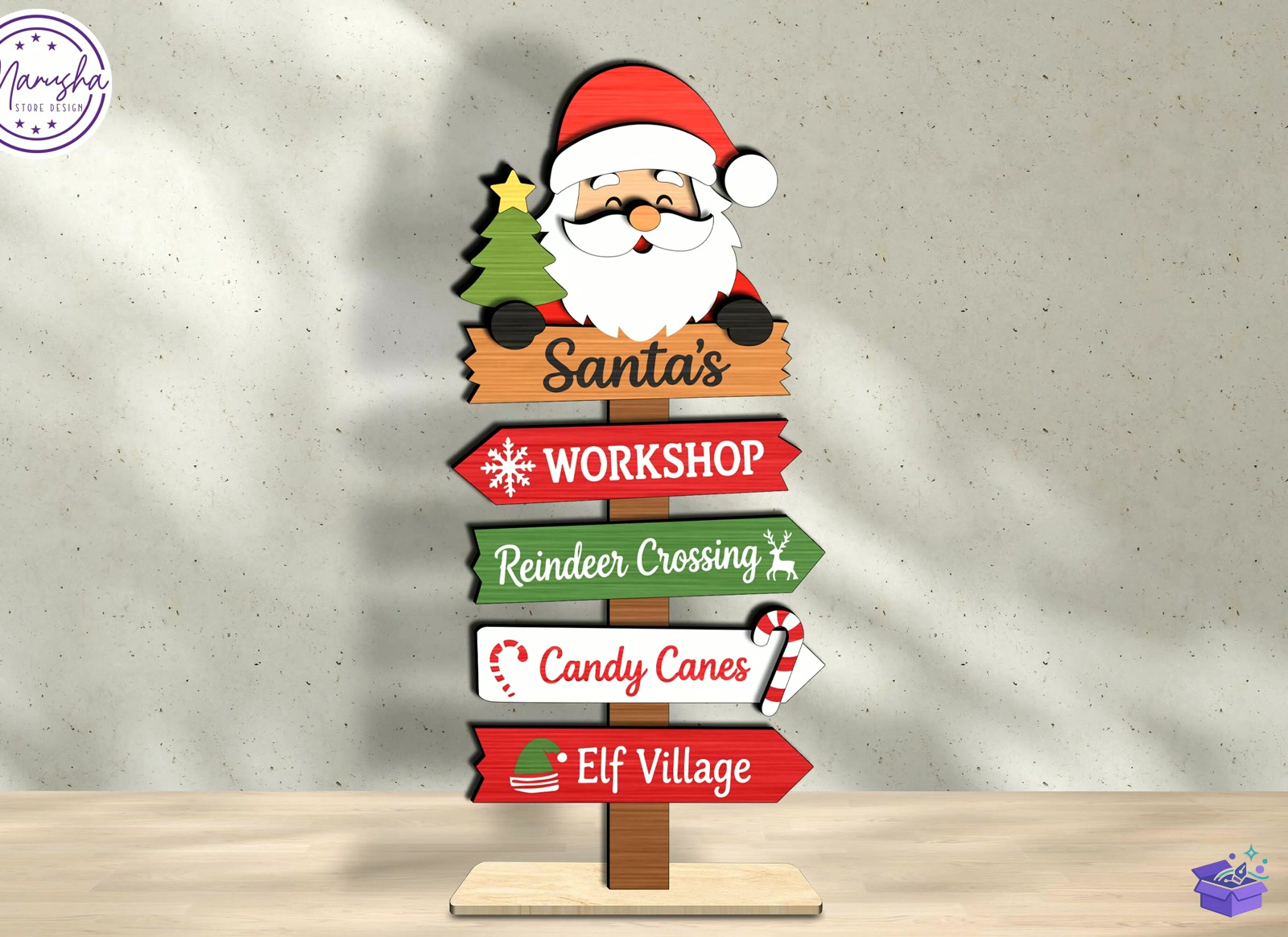 Santa Yılbaşı Tabela Levha SVG - Tasarım Çizim Dosyası (SVG, DXF, EPS, PNG) - Lazer Kesim Dosyaları İndir (STL, 3MF, DXF)