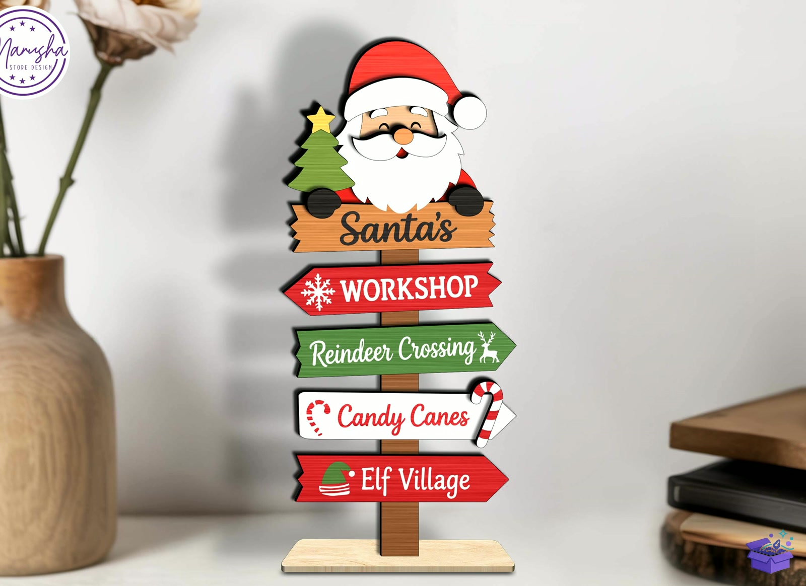 Santa Yılbaşı Tabela Levha SVG - Tasarım Çizim Dosyası (SVG, DXF, EPS, PNG) önizleme 2