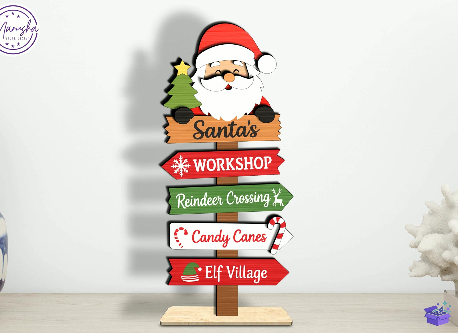 Santa Yılbaşı Tabela Levha SVG - Tasarım Çizim Dosyası (SVG, DXF, EPS, PNG) önizleme 3