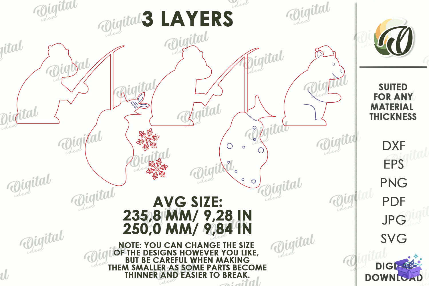 Yılbaşı Door Corners Lazer Kesim - Tasarım Çizim Dosyası (SVG, DXF, EPS, PNG) önizleme 2